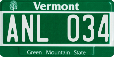 VT license plate ANL034