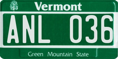 VT license plate ANL036