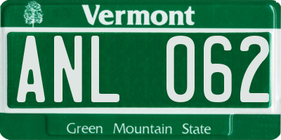 VT license plate ANL062