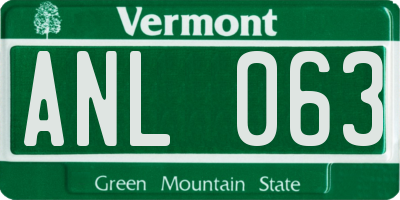 VT license plate ANL063