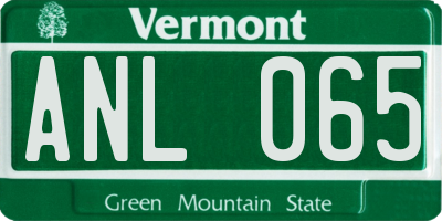 VT license plate ANL065