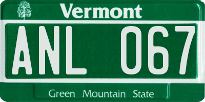 VT license plate ANL067