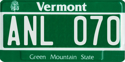 VT license plate ANL070