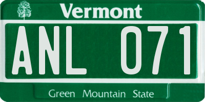 VT license plate ANL071