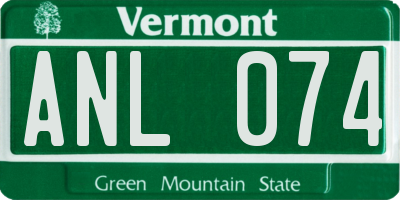 VT license plate ANL074