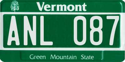 VT license plate ANL087