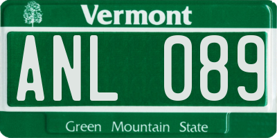VT license plate ANL089