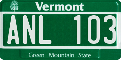 VT license plate ANL103