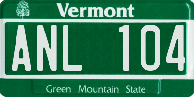 VT license plate ANL104