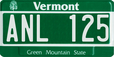 VT license plate ANL125