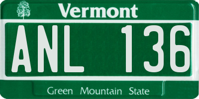 VT license plate ANL136