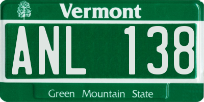 VT license plate ANL138