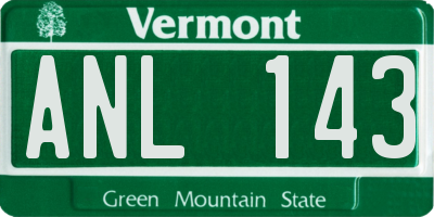 VT license plate ANL143