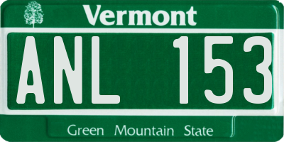 VT license plate ANL153
