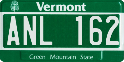 VT license plate ANL162