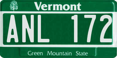 VT license plate ANL172