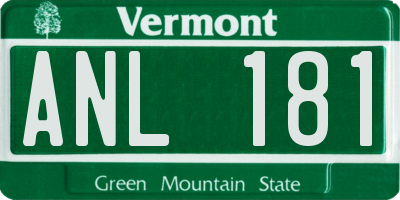 VT license plate ANL181