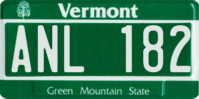 VT license plate ANL182