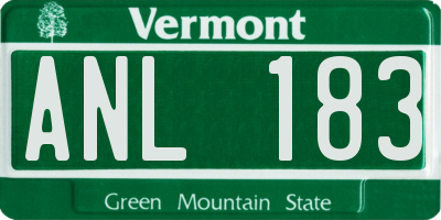 VT license plate ANL183