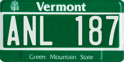 VT license plate ANL187
