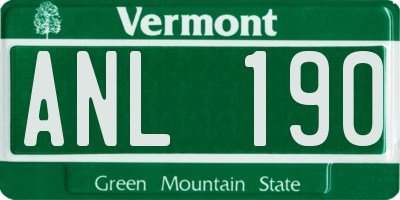 VT license plate ANL190