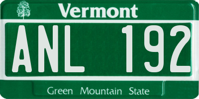 VT license plate ANL192