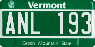 VT license plate ANL193