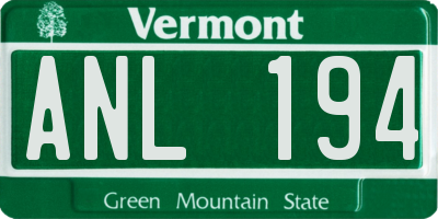 VT license plate ANL194