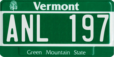 VT license plate ANL197