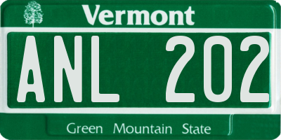 VT license plate ANL202