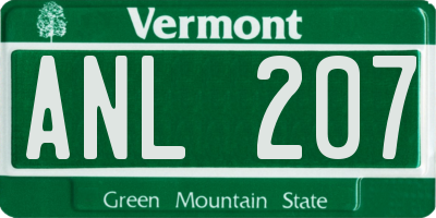 VT license plate ANL207