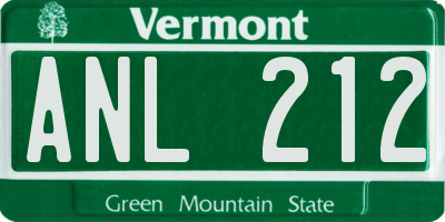 VT license plate ANL212