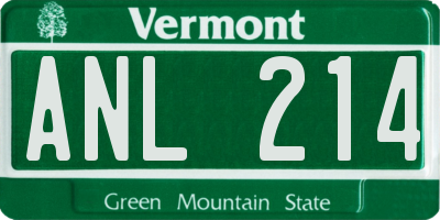 VT license plate ANL214