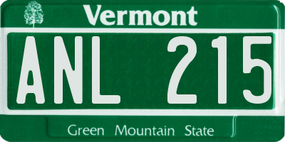 VT license plate ANL215