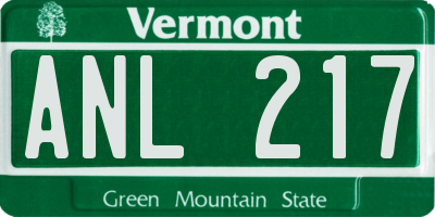 VT license plate ANL217