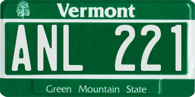 VT license plate ANL221