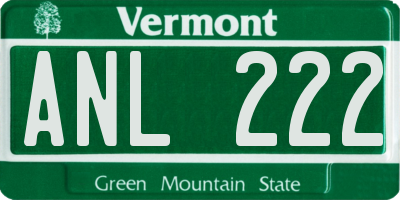 VT license plate ANL222
