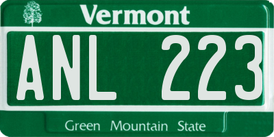 VT license plate ANL223