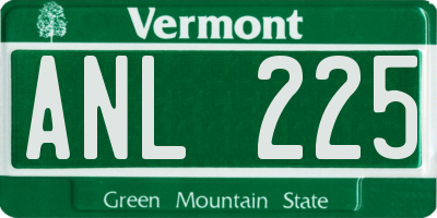 VT license plate ANL225