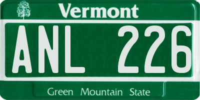 VT license plate ANL226