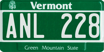 VT license plate ANL228
