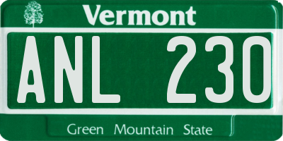 VT license plate ANL230