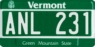 VT license plate ANL231