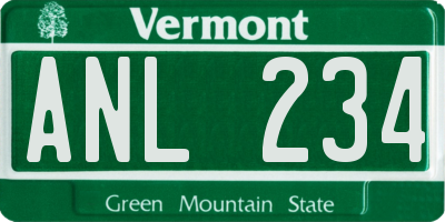 VT license plate ANL234