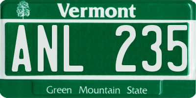 VT license plate ANL235