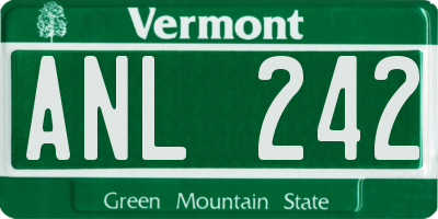 VT license plate ANL242