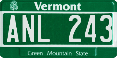 VT license plate ANL243