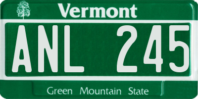 VT license plate ANL245