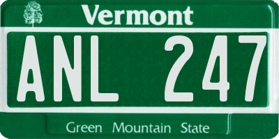 VT license plate ANL247