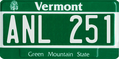 VT license plate ANL251